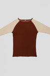 BASERANGE Long-sleeved patchwork top T-shirt series Portugal BAS-TOGN-CG-AU23-SHAOHONG Burned pompom